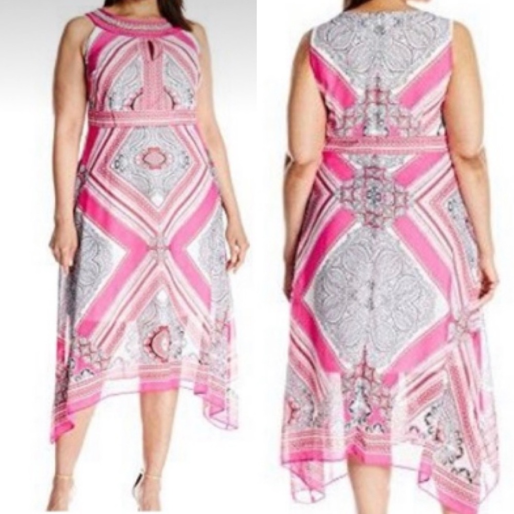 Sandra Darren sleeveless printed chiffon dress- 16